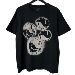 AllSaints Size L Oversized Fit Black Good Vibes Cotton-Jersey Graphic T-Shirt